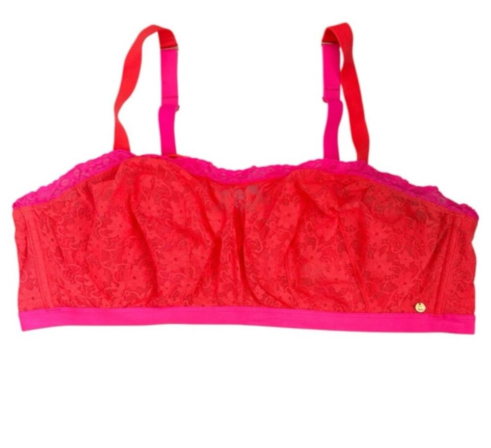 Cacique Neon Orange Pink Lace Bra 44D